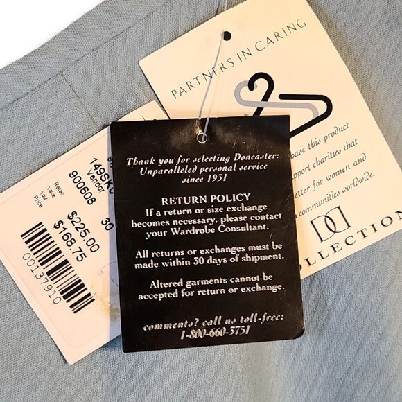 Doncaster NWT $225 Vintage Slate Blue Ruffle Hem Ribbed Pencil Skirt, Size 18 - Picture 8 of 11